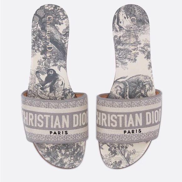 Dior Dway Gray Slide Sandals - Picture 2 of 4